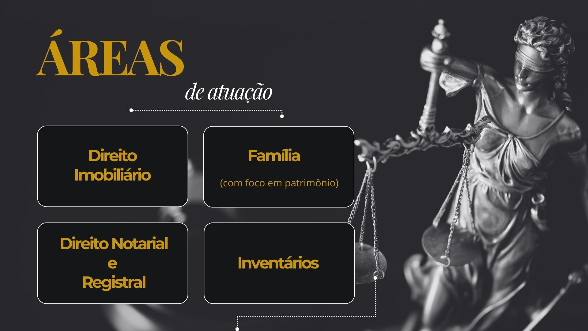 áreas de atuação em direito imobiliário, direito de família patrimonial, direito notarial e registral e inventários